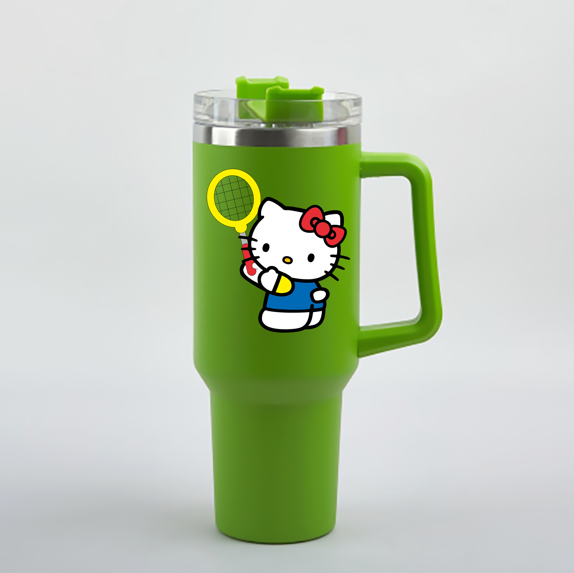 （画像用） Hello Kitty ハローキティ 1200mL車用タンブラー - クリスタルステッカー（プラスチックストロー付き）